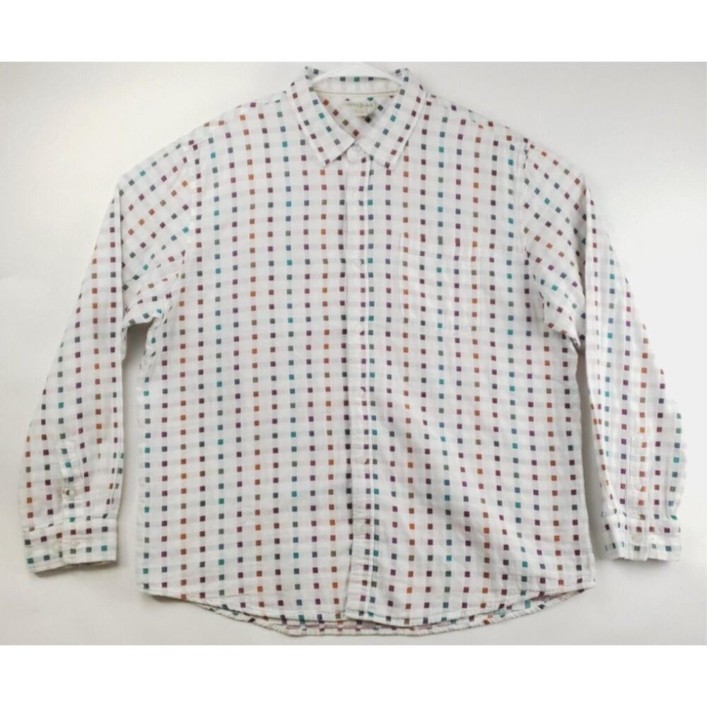 Carbon 2 Cobalt Shirt Mens XL White Check Long Sleeve Cotton Button-Up